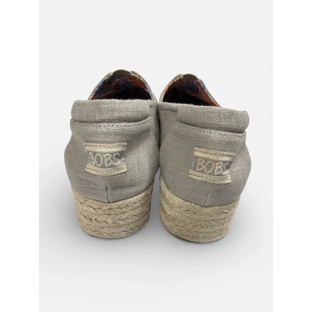 BOBS from Skechers Espadrille Slip On Flats Taupe Canvas Memory Foam Womens 9‎ M